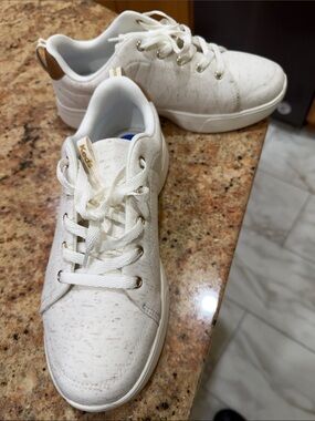 Keds White Sneakers with Brown Heel Accent